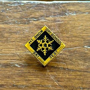 MOUNT MT SNOW Vtg Ski School Test Skiing Ski Pin VERMONT Souvenir Travel Lapel